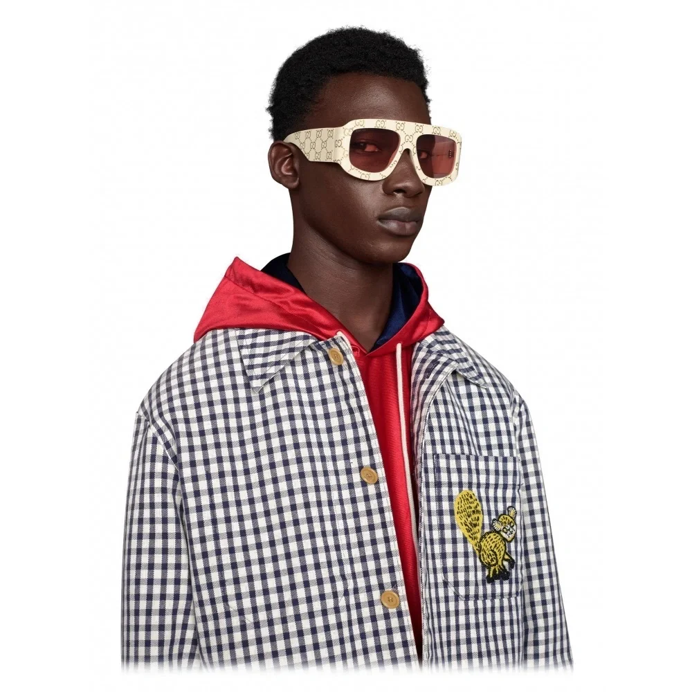 Gucci Rectangular Sunglasses with GG0983s Ivory - Gucci Eyewear